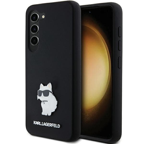 Karl Lagerfeld Ovitek Silicone Choupette Metal Pin za Samsung Galaxy S23, črn