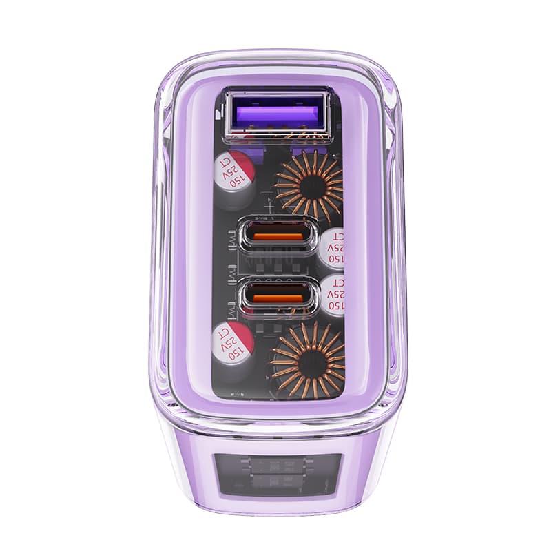 Acefast GaN 65W polnilec s 3 vrati (USB, 2xUSB C) - vijoličen (A45) 5