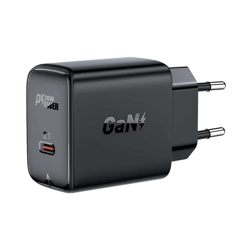 Acefast GaN stenski polnilnik USB-C 30W, PD, QC 3.0, FCP, črn (A21)