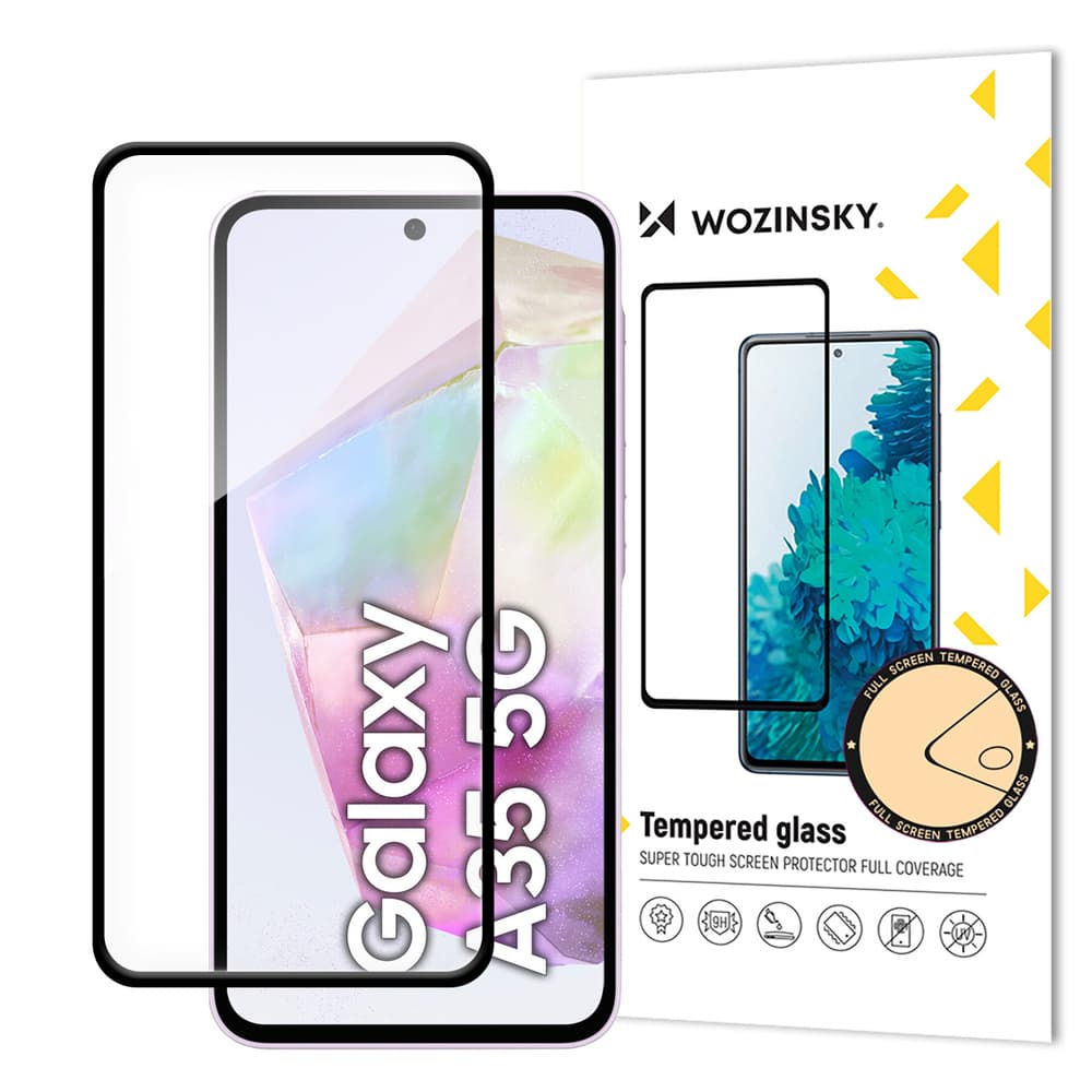 Kaljeno steklo Wozinsky Full Glue za Samsung Galaxy A35 s črnim okvirjem