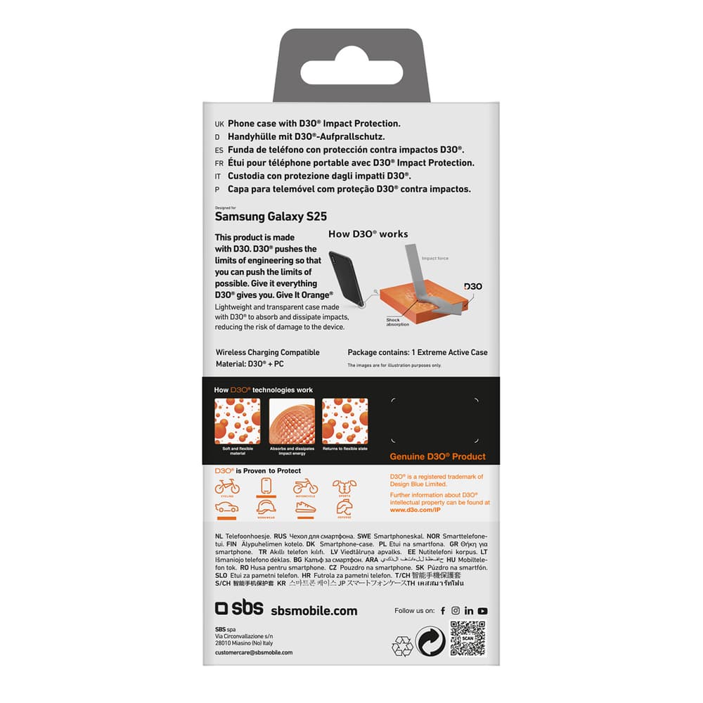 SBS D3O ovitek za Samsung Galaxy S25 - Prozoren 4