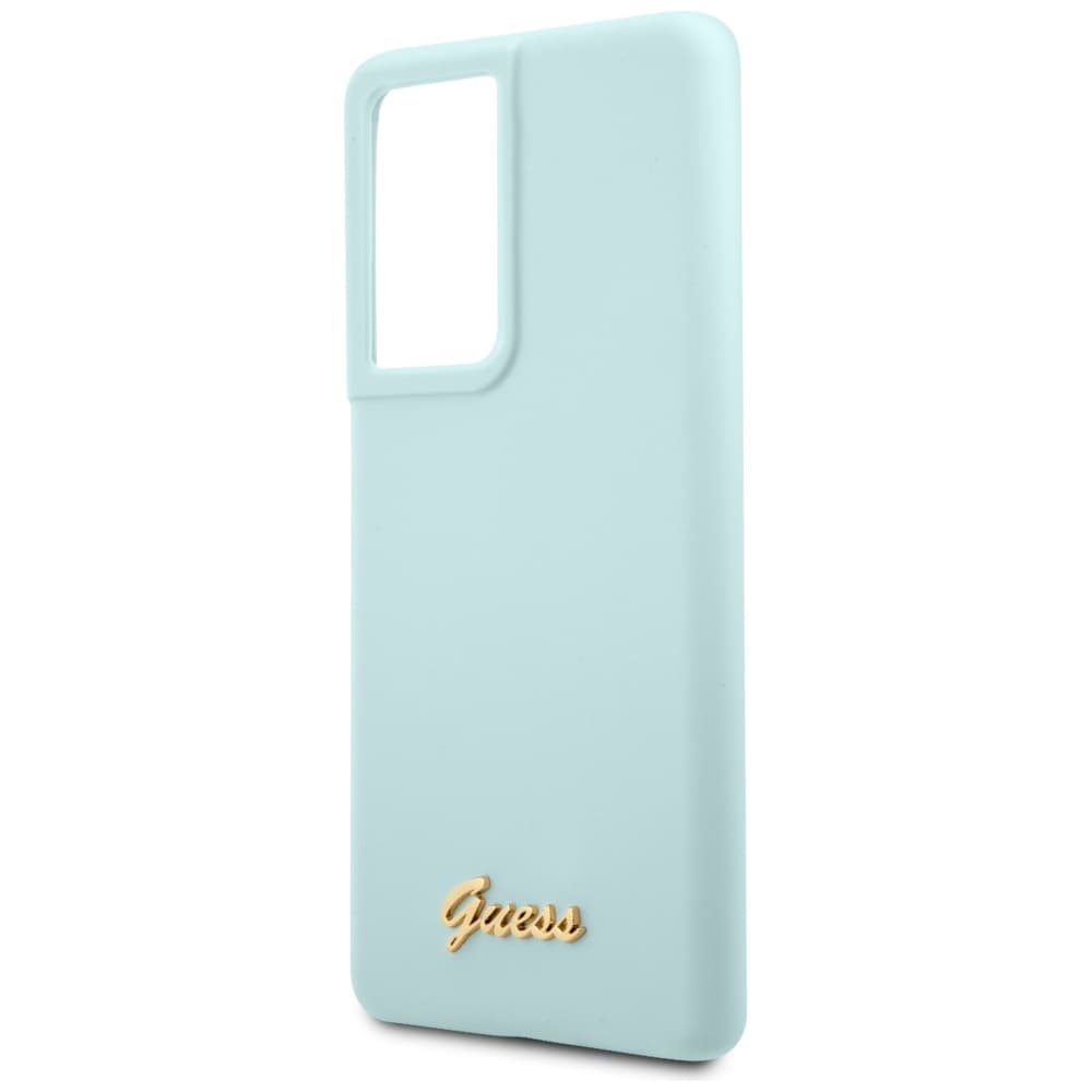 Ovitek Guess Silicone Script Metal Logo za Samsung Galaxy S21 Ultra - Modra 4
