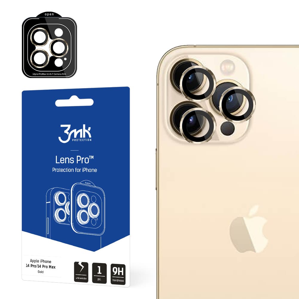 Kaljeno steklo 3mk Lens Protection Pro za kamero iPhone 14 Pro Max/14 Pro - Zlata