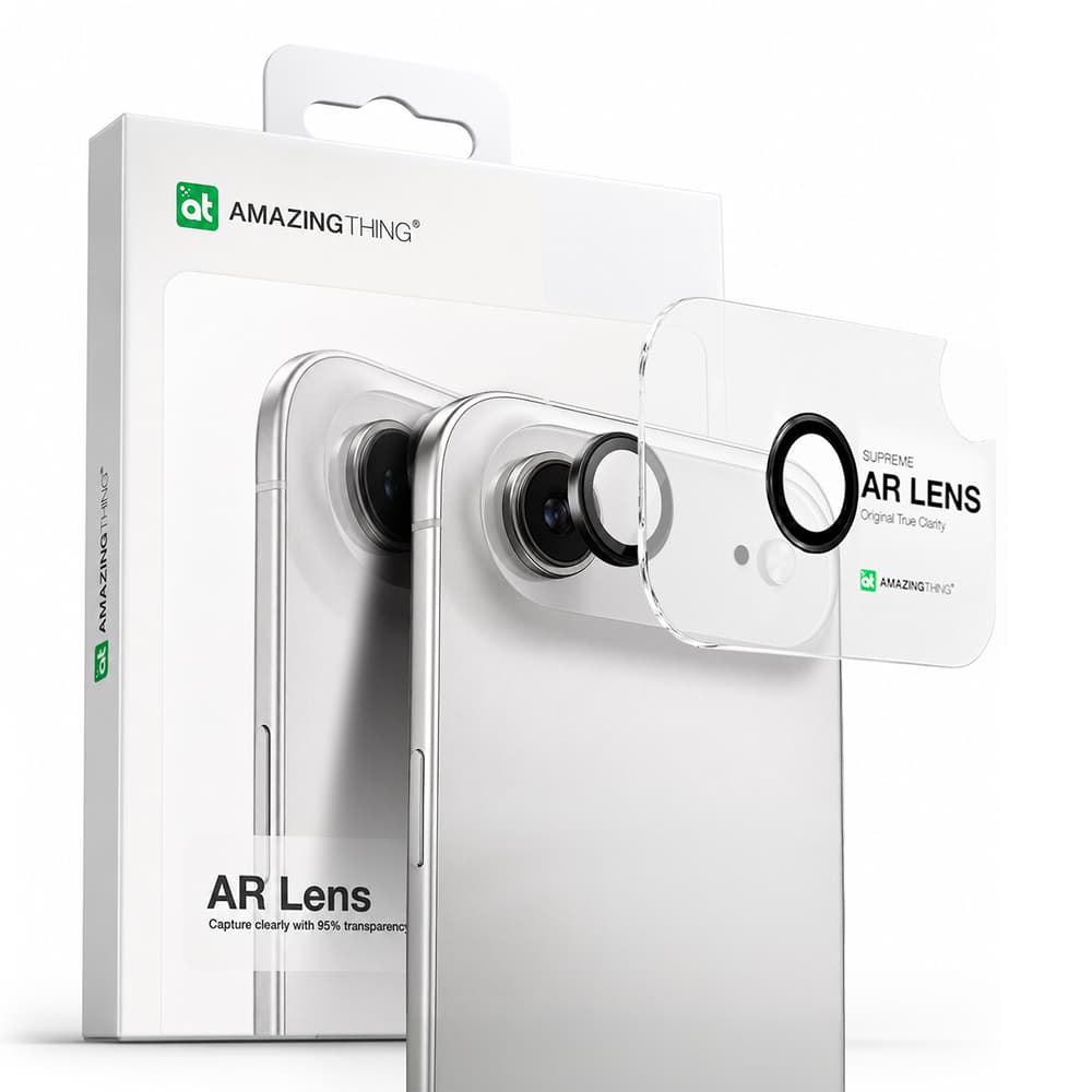 AmazingThing Zaščitno steklo za kamero iPhone 17 Air, črn okvir