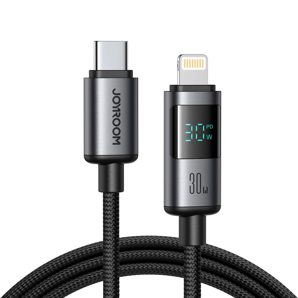 Joyroom S-A16 Pro Prism 30W USB-C v Lightning kabel z zaslonom 1.2m, črn