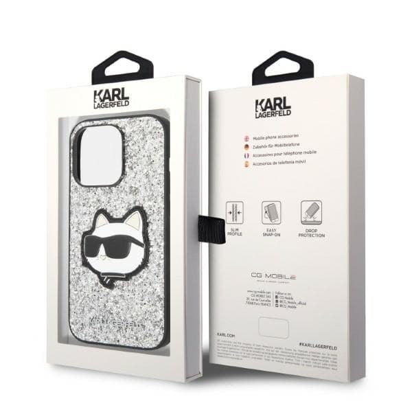 Karl Lagerfeld Glitter Choupette Patch etui za iPhone 14 Pro 6.1" srebrno 8