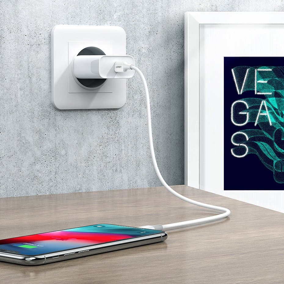 Ugreen USB-C / Lightning MFi PD kabel 20W 480Mb/s 1m, bel 4