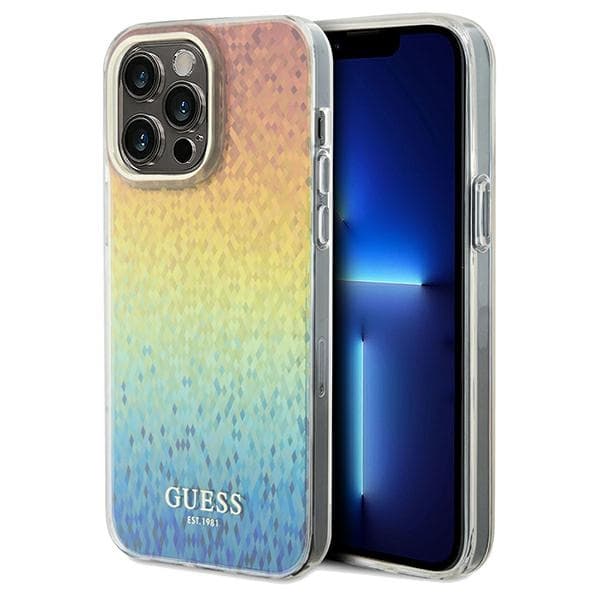 Ovitek Guess IML Faceted Mirror Disco Iridescent za iPhone 13 Pro / 13 - večbarven
