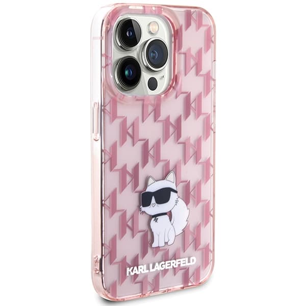 Karl Lagerfeld ovitek za iPhone 15 Pro Max, Monogram Choupette, roza 4