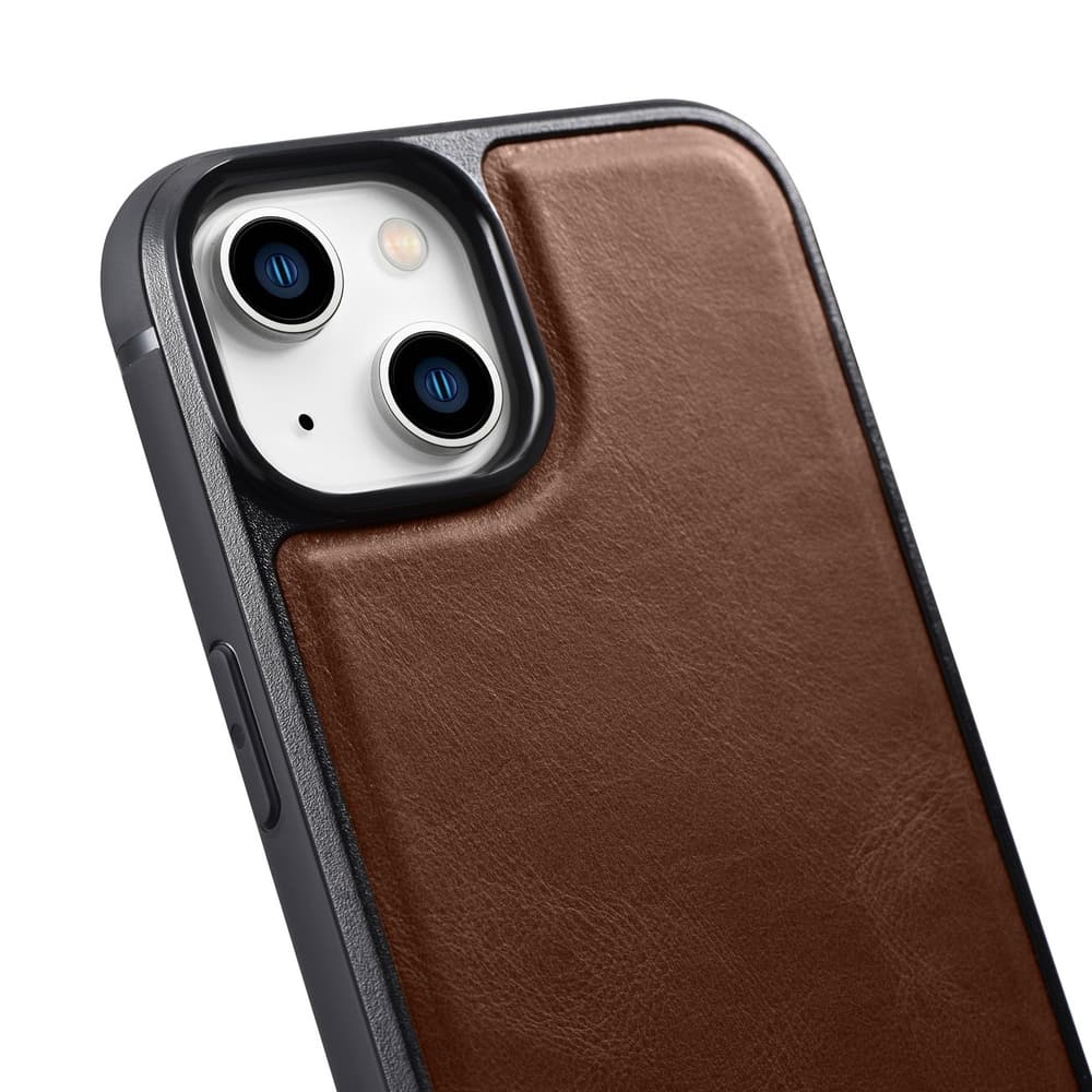 iCarer usnjena Oil Wax ovitek za iPhone 14 Plus, rjava, MagSafe 5