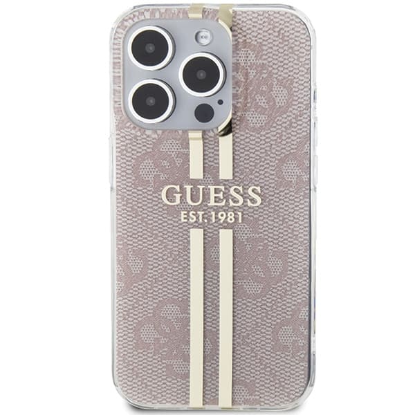 Ovitek Guess IML 4G Gold Stripe za iPhone 14 Pro Max - roza 3