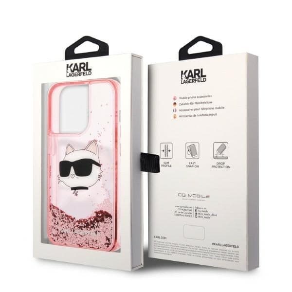 Karl Lagerfeld etui za iPhone 14 Pro Max, Glitter Choupette Head, roza 8