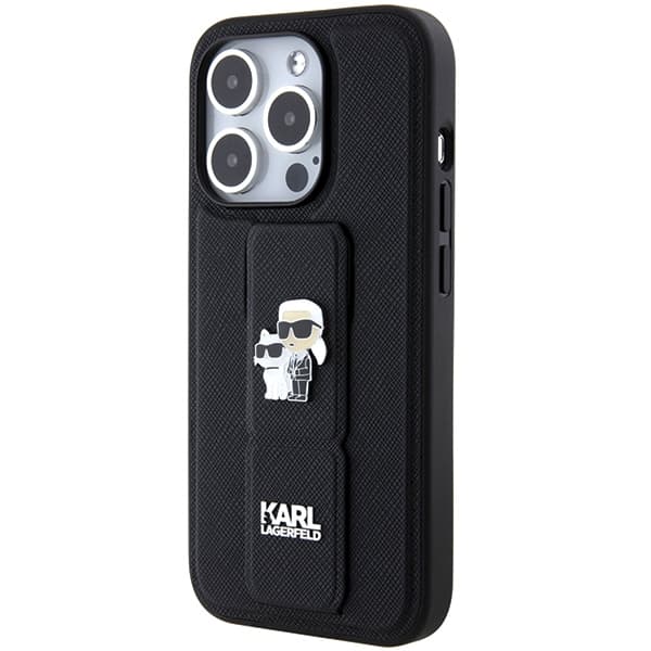 Karl Lagerfeld ovitek za iPhone 15 Pro - črn, Gripstand 3