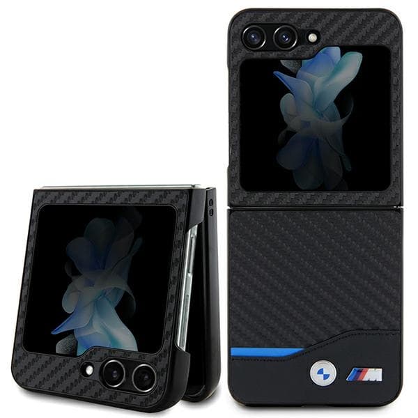 BMW Leather Carbon ovitek za Samsung Galaxy Z Flip 5 - črn