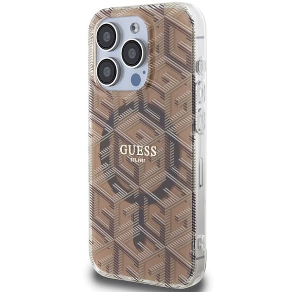 Guess IML GCube MagSafe etui za iPhone 15 Pro Max - rjava 2