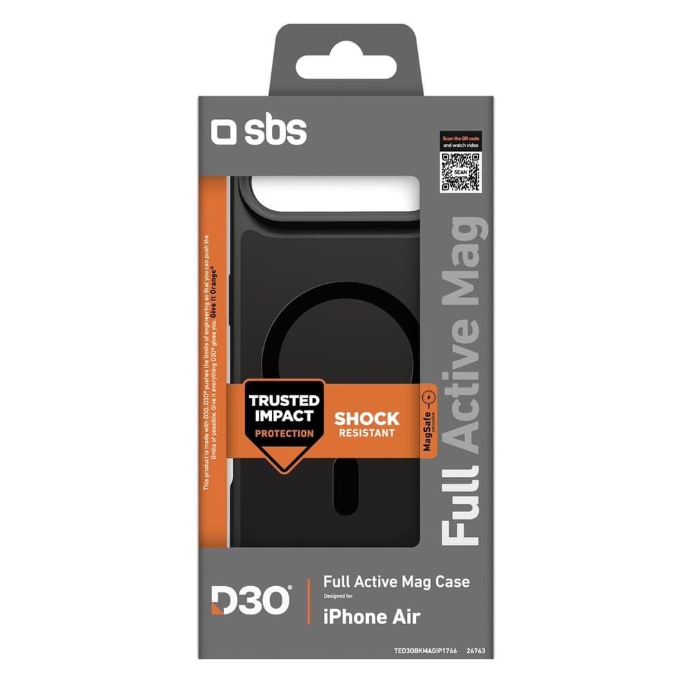 SBS Full Active Mag ovitek z D3O za iPhone 17 Air, črn 2
