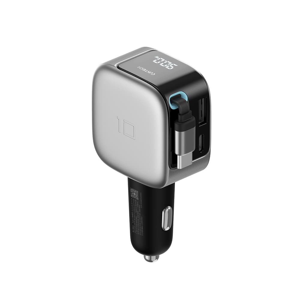Cuktech CC903P 100W avto polnilec z zaslonom in izvlečnim kablom - Siv 4