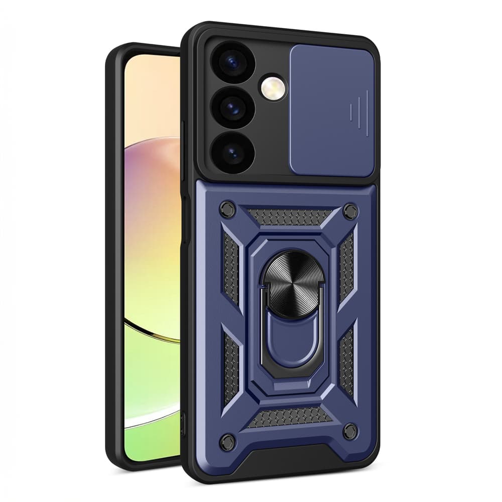 Hybrid Armor Camshield ovitek za Xiaomi POCO C65 / Redmi 13C s pokrovom kamere, moder