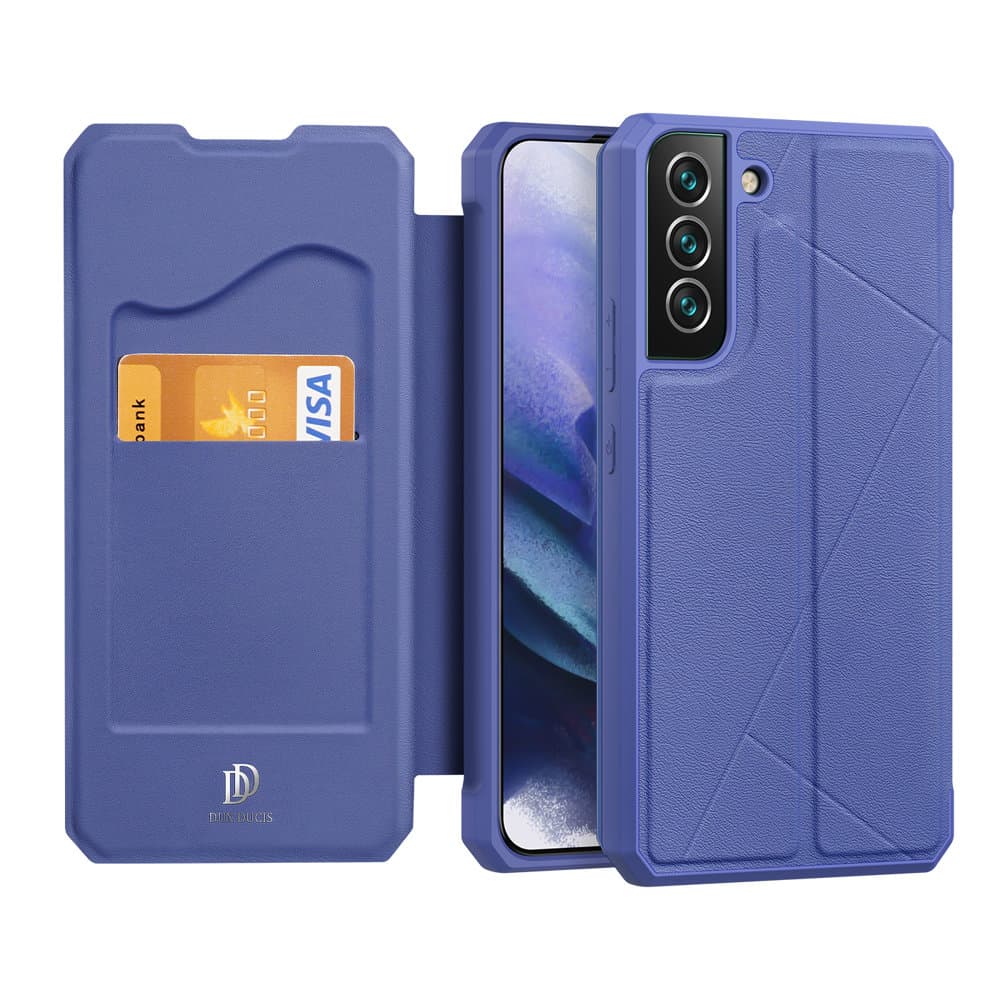 Dux Ducis Skin X usnjen etui s stojalom za Samsung Galaxy S22+ (S22 Plus), modra