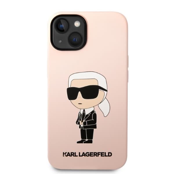 Karl Lagerfeld etui za iPhone 14 Plus, Silicone Ikonik, roza, MagSafe 3