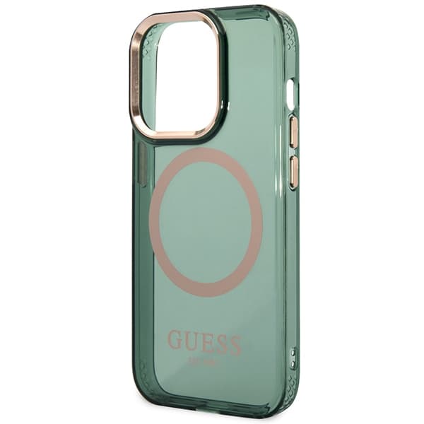 Ovitek Guess Gold Outline Translucent MagSafe za iPhone 14 Pro, zelen 6