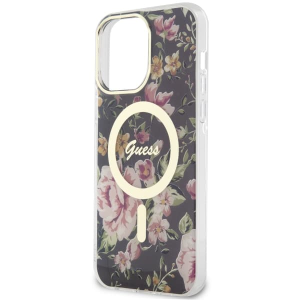 Ovitek Guess Flower MagSafe za iPhone 14 Pro Max, črn 6
