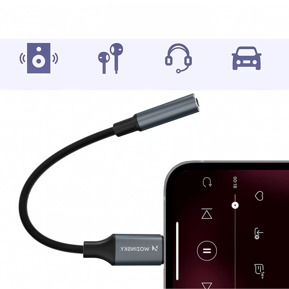 Wozinsky WALJ-01 Lightning na 3.5mm adapter (črn) 6