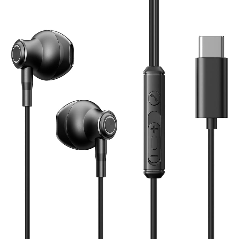 Slušalke Joyroom JR-EC07 USB-C v ušesa, kovinske - črna