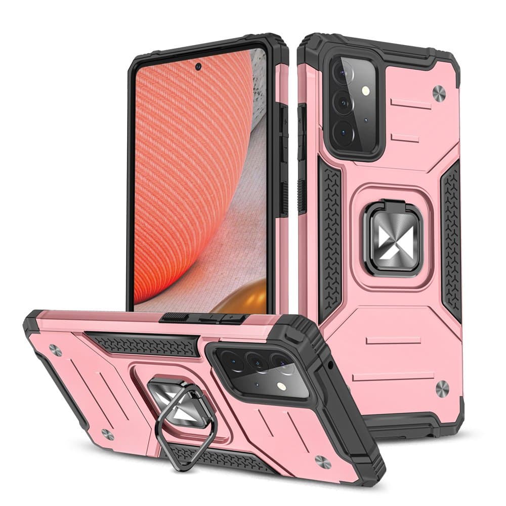 Wozinsky Ring Armor ovitek z obročem za Samsung Galaxy A72 4G roza