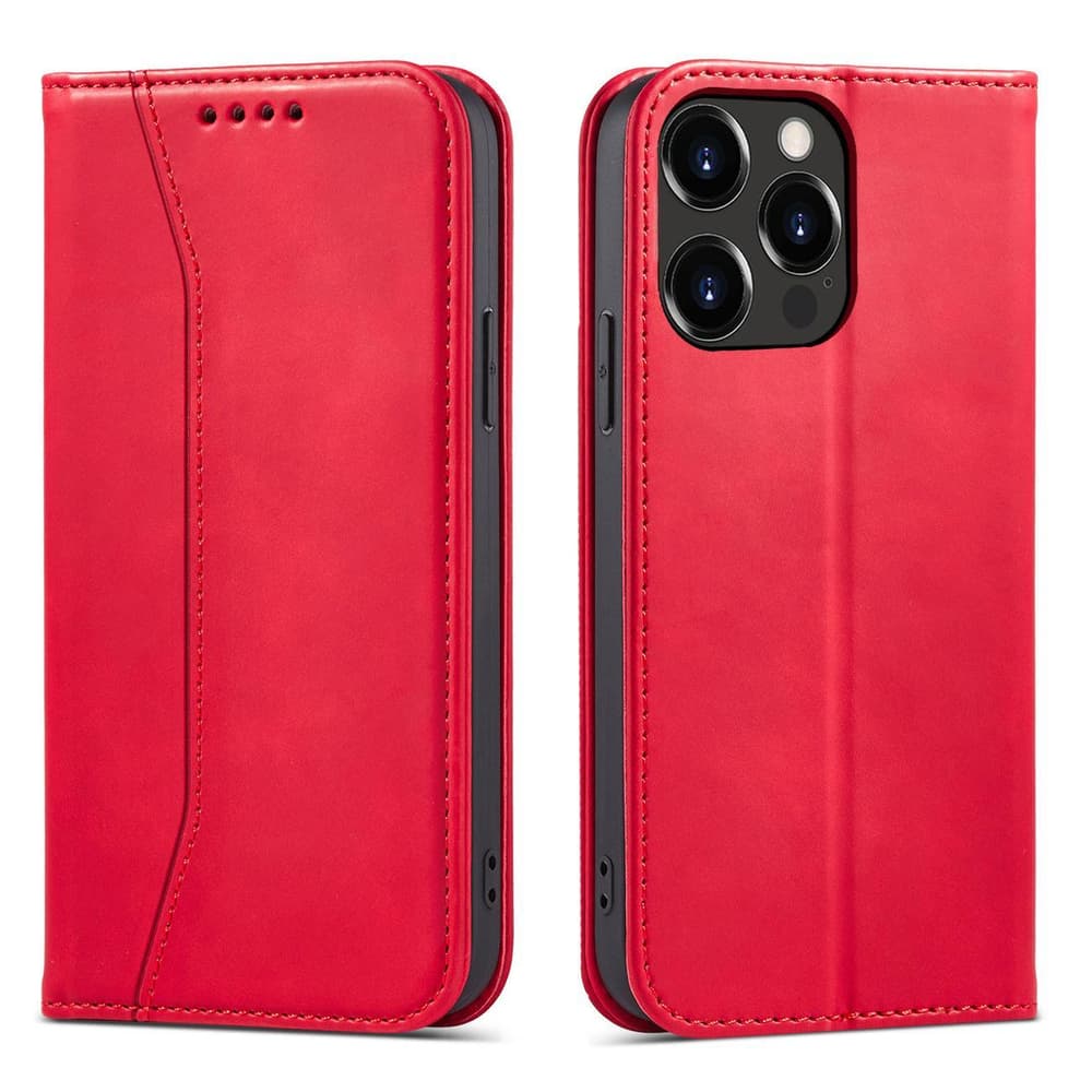 Hurtel Magnet Fancy ovitek z denarnico in oporo za iPhone 14 Plus, rdeč
