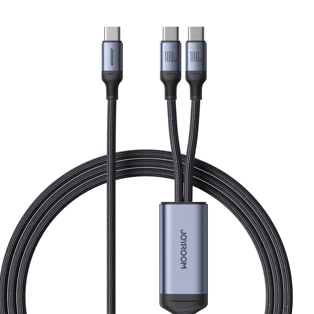 Joyroom S-A21 2v1 USB-C v USB-C / USB-C kabel 100W 1.5m - črn