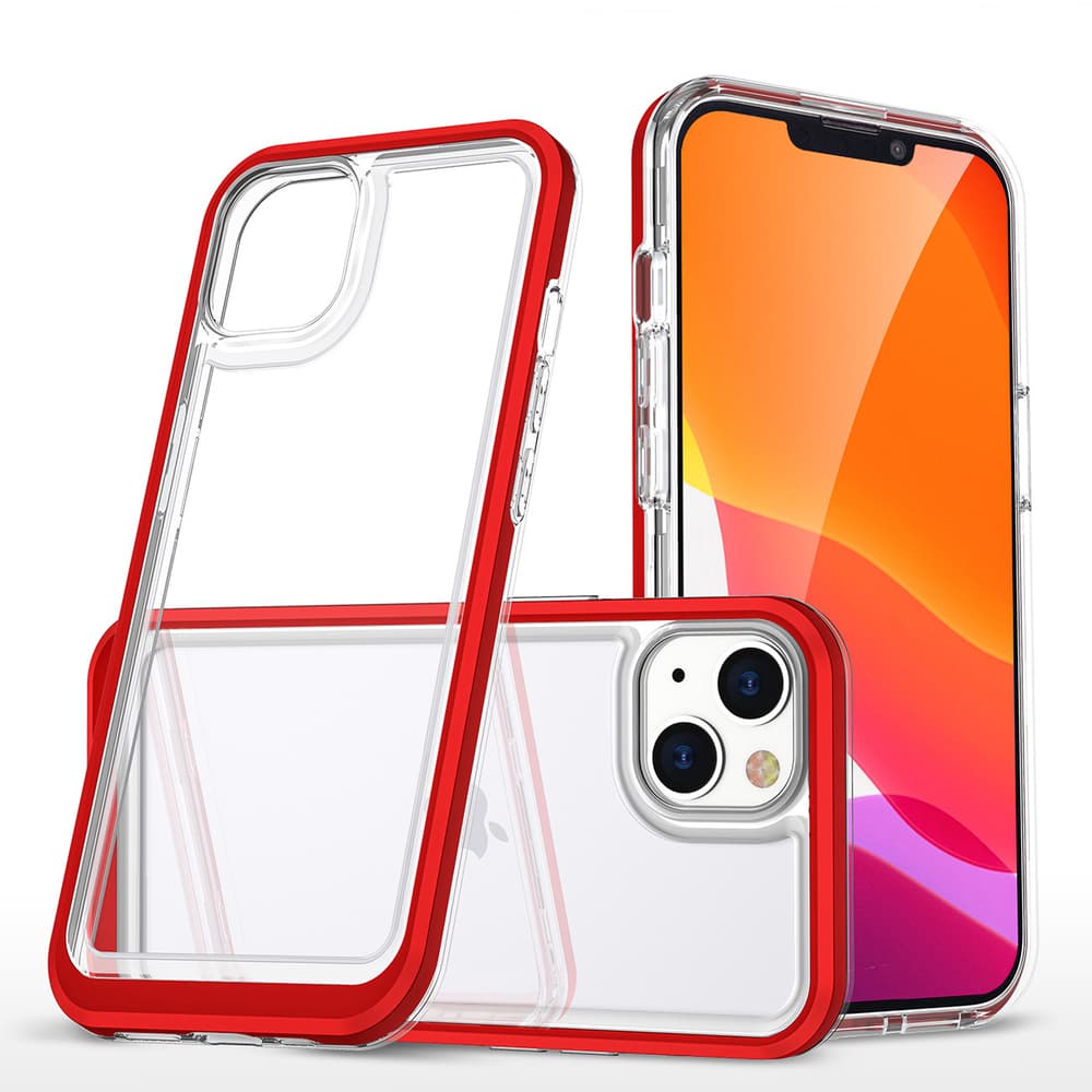Ovitek Hurtel Clear 3in1 za iPhone 14 Plus, z rdečim okvirjem