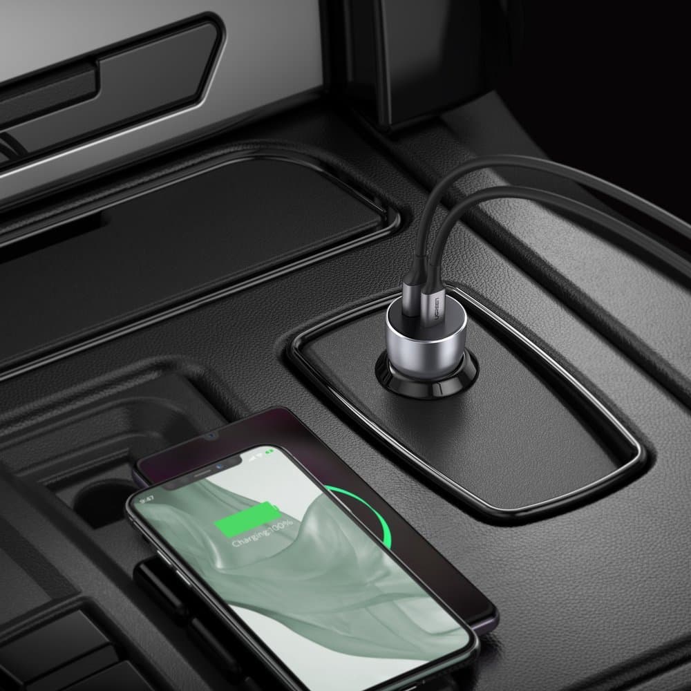Ugreen avtopolnilnik USB/USB-C PD 36W Quick Charge 3.0, siva 8