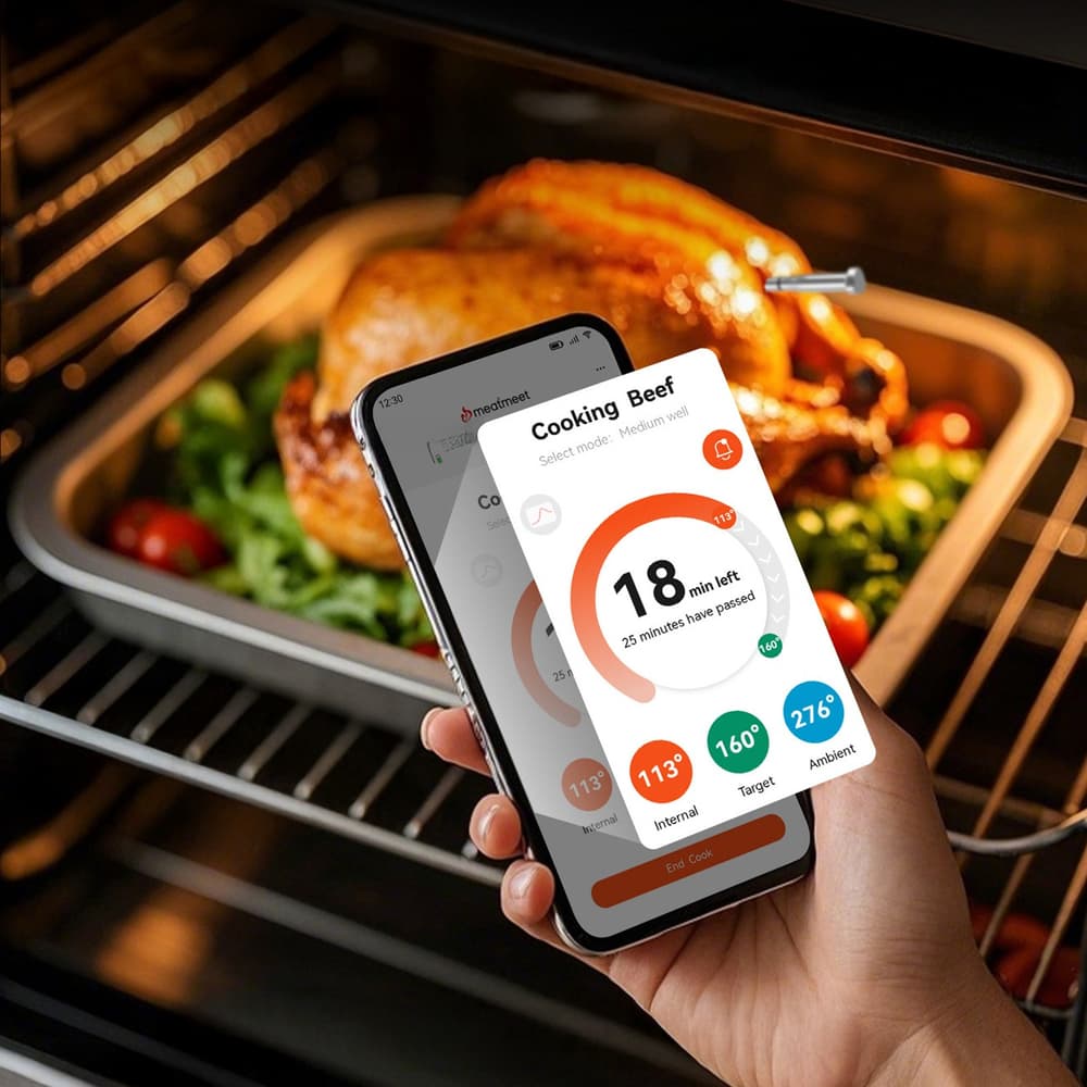 Meatmeet S Pro kuhinjski termometer z Bluetooth app, žar, pečica, smoker - siv 4