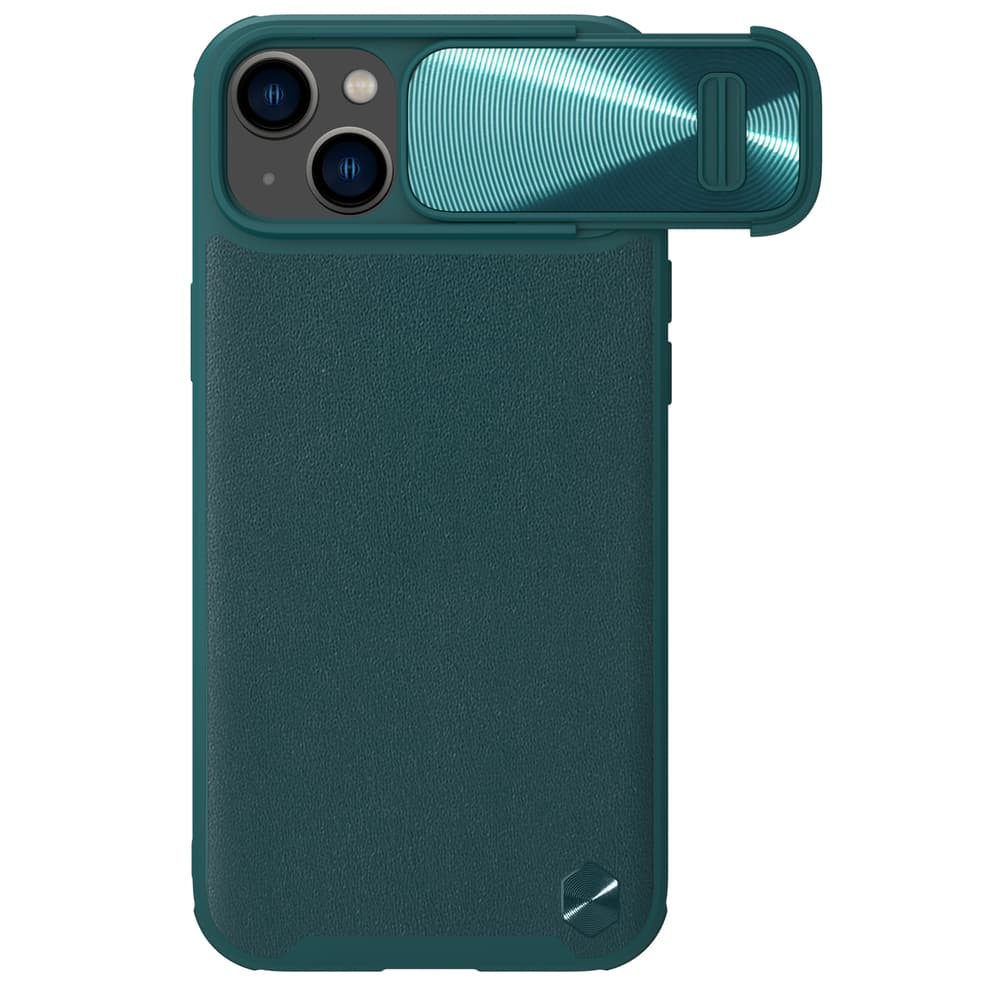 Ovitek Nillkin CamShield Leather S za iPhone 14 Plus z zaščito kamere, zelen