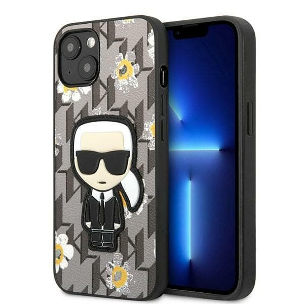 Karl Lagerfeld ovitek Flower Ikonik za iPhone 13, siv