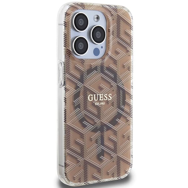 Guess IML GCube MagSafe etui za iPhone 15 Pro Max - rjava 4