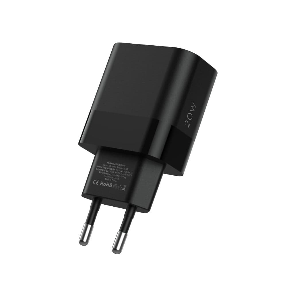 Tech-Protect C20W polnilnik 2x USB-C PD 20W - Črn 4