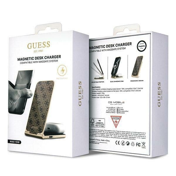 Brezžični polnilnik Guess 4G MagSafe 15W, rjav 7