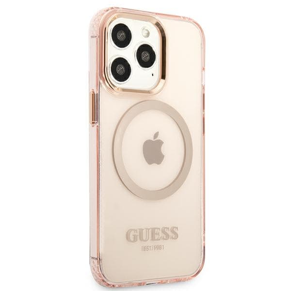 Guess Gold Outline Translucent MagSafe etui za iPhone 13 Pro Max - roza 4
