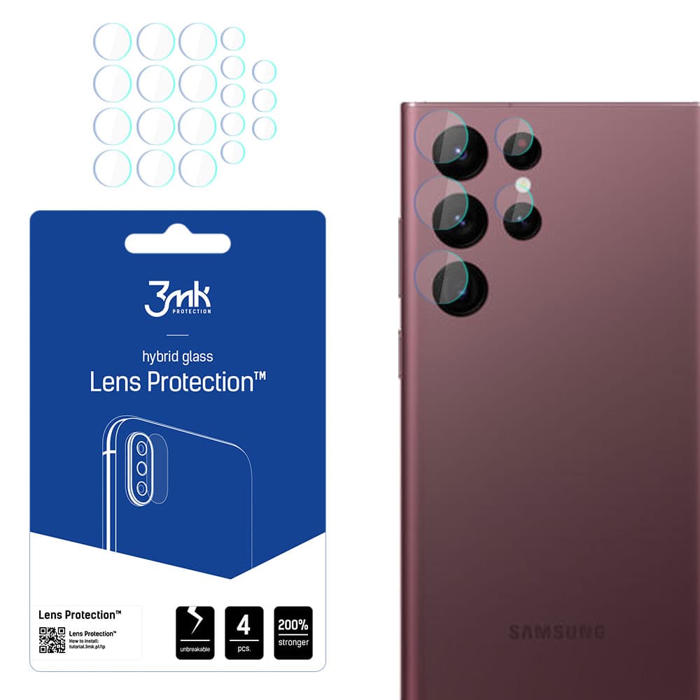 3mk Lens Protection™ Hibridno steklo za kamero Samsung Galaxy S22 Ultra 5G