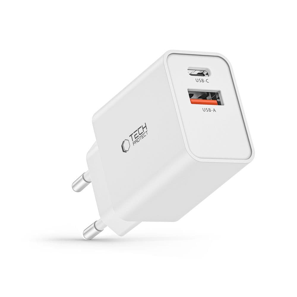 Tech-Protect NC30W USB-C PD 30W / USB-A QC 3.0 polnilec - bel 2