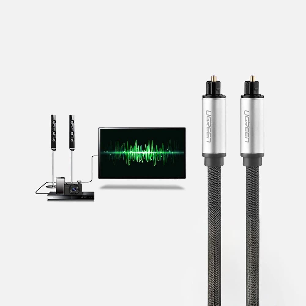 Ugreen AV108 Toslink/SPDIF optični avdio kabel, 2m, siv 2