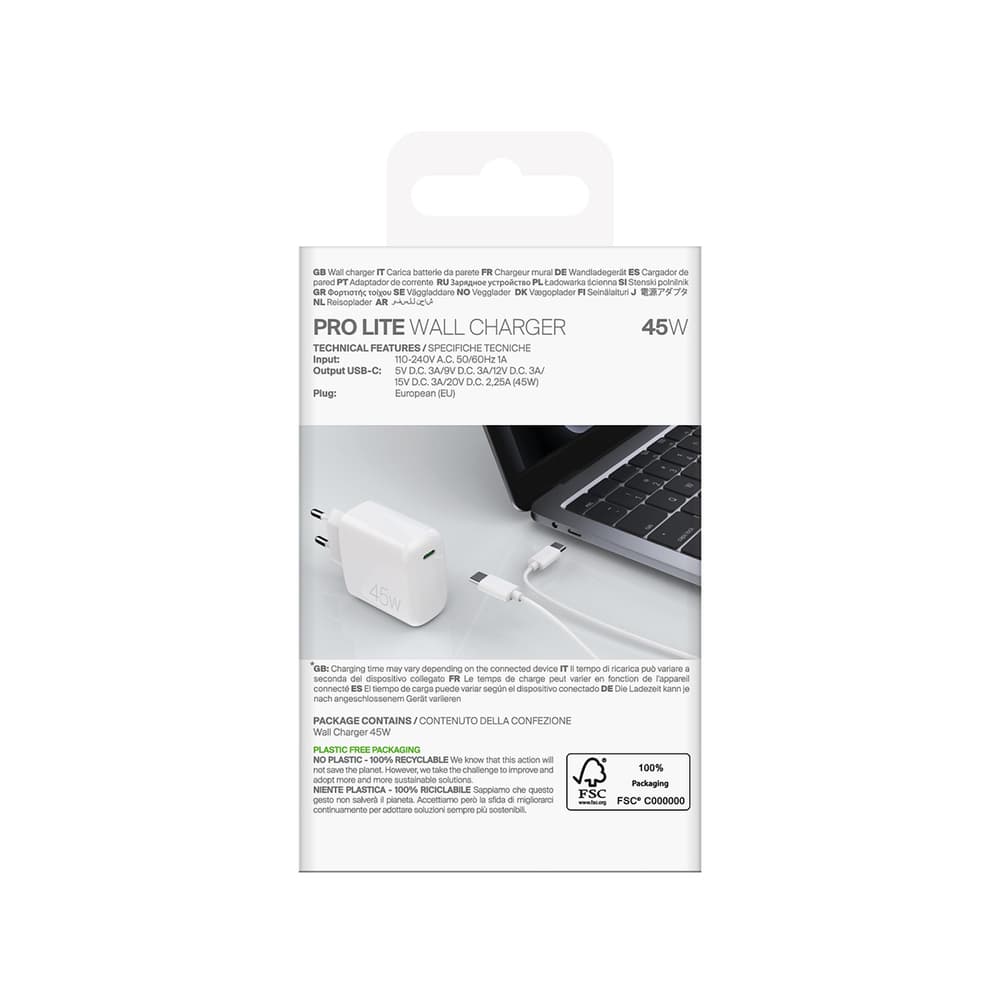Puro PROLITE 45W USB-C stenski polnilnik, bel 3