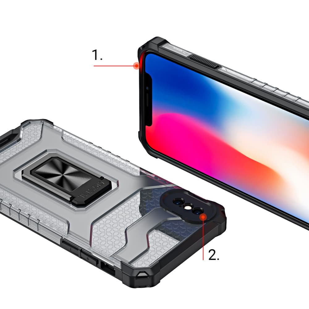 Ovitek Crystal Ring CaseKickstand za iPhone XS Max (rdeč) 6