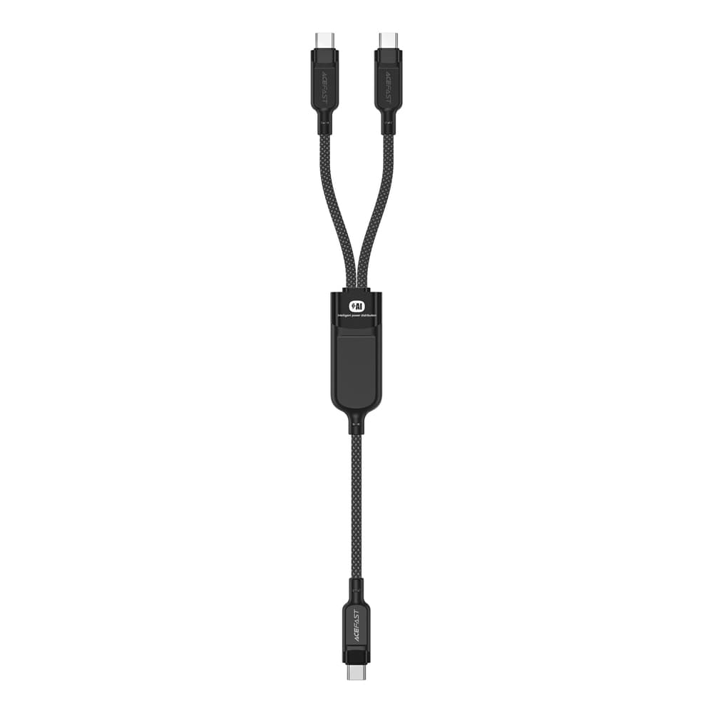Acefast C5 USB-C - USB-C / USB-C 2v1 kabel, 100W, 480Mb/s - črn