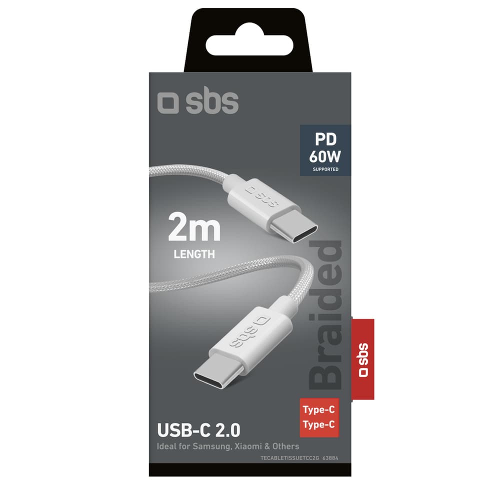 SBS TECABLETISSUETCC2G 2x USB-C kabel, 2m, 60W PD, siv 2
