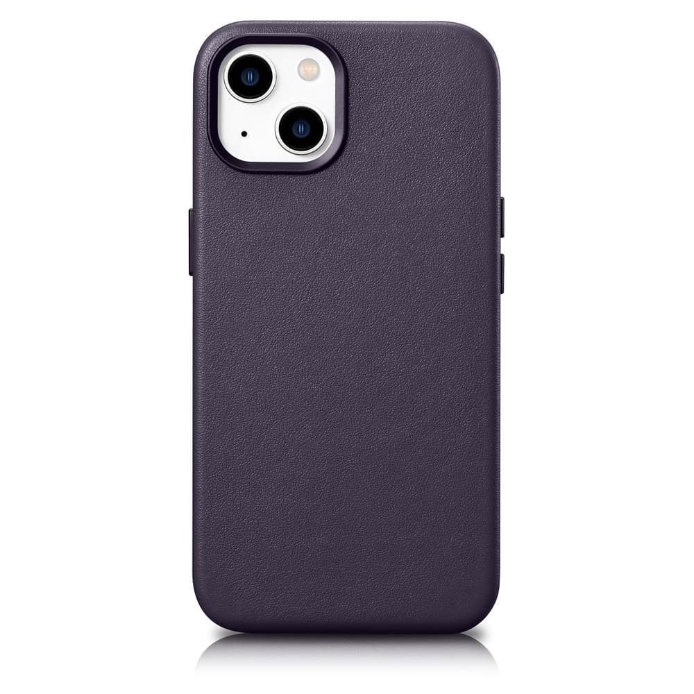 iCarer usnjen ovitek za iPhone 14 Plus, temno moder (združljiv z MagSafe)
