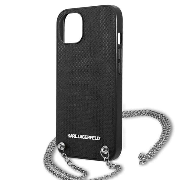 Karl Lagerfeld Leather Textured & Chain ovitek za iPhone 13 mini (5,4") - črn 6