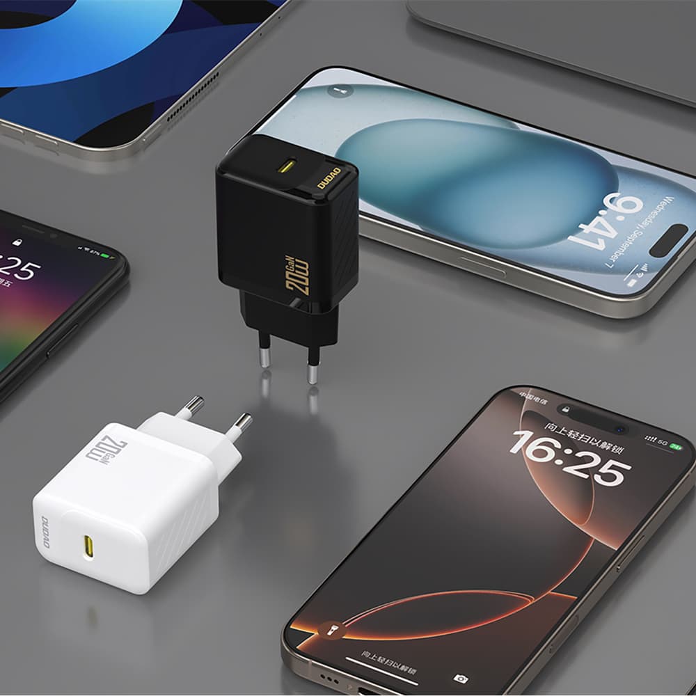Dudao A26LEU PD 20W GaN USB-C polnilnik v USB-C na Lightning kabel - črn 5